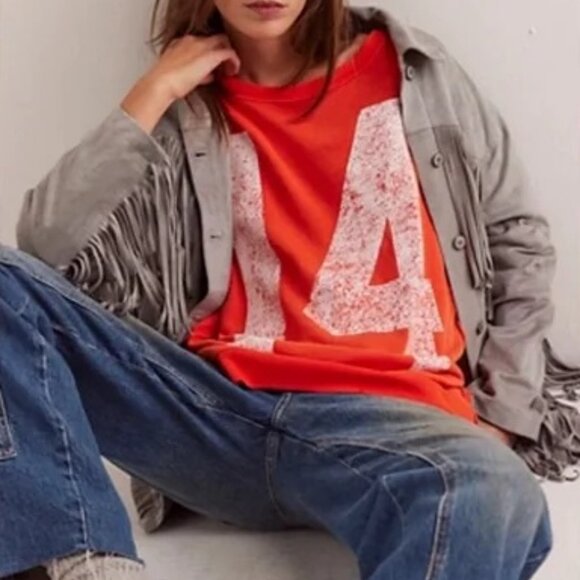 NWOT Free People Graphic Camden Pullover #14 size- LARGE - Picture 3 of 7